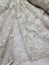 Beaded Embroidered Lace Ivory