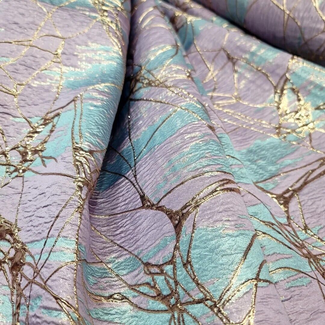 Brocade Jacquard Lavender Blue Rose Gold Metallic