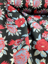 Brocade Jacquard Floral Black Fabric