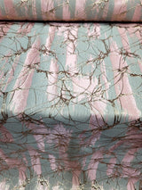 Brocade Jacquard Metallic Gray Pink Rose Gold