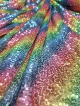 Rainbow Sequin Stretch Mesh Fabric