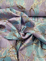 Brocade Jacquard Lavender Blue Rose Gold Metallic