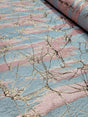 Brocade Jacquard Fabric Pink Sky Blue Metallic Rose Gold