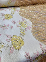 Brocade Jacquard Metallic Yellow Pink Gold