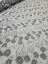 3D Floral Lace Gray Embroidery Sequin Fabric