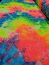Multicolor Spandex Fabric Neon Tie-Dye