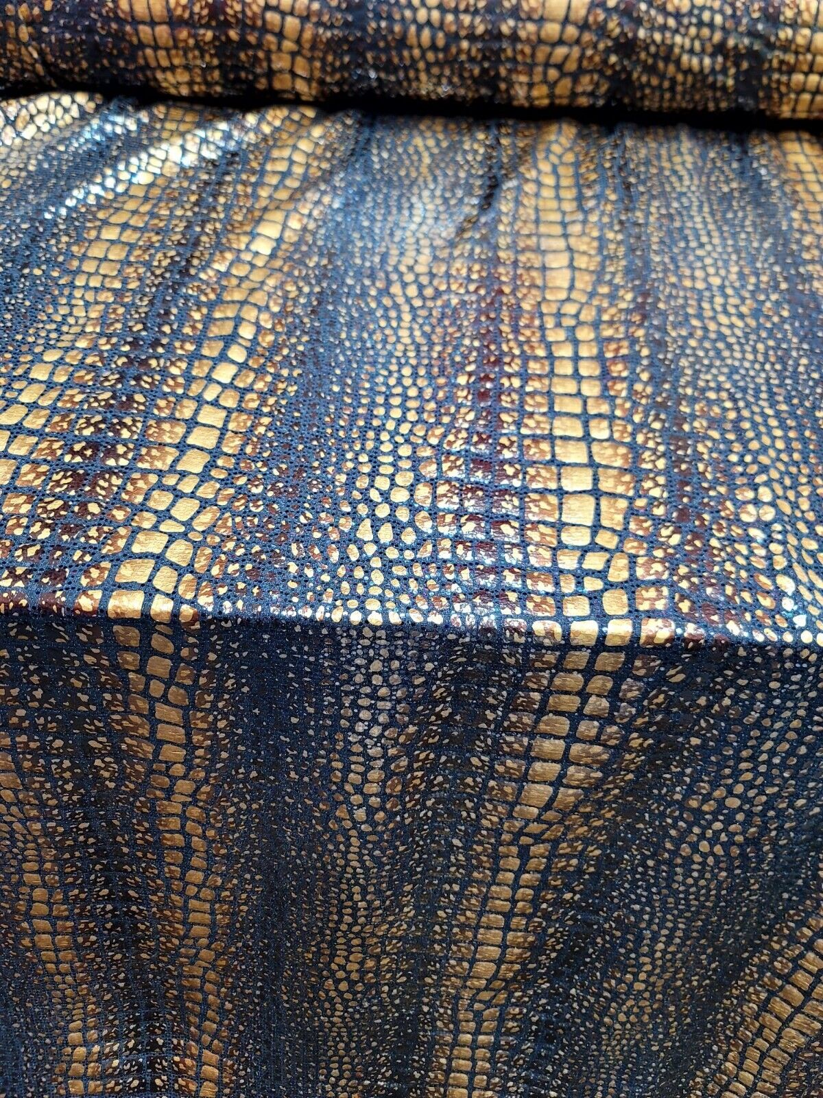 Sequin Stretch Fabric Brown Golden Desert Python Print