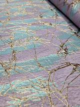 Brocade Jacquard Lavender Blue Rose Gold Metallic