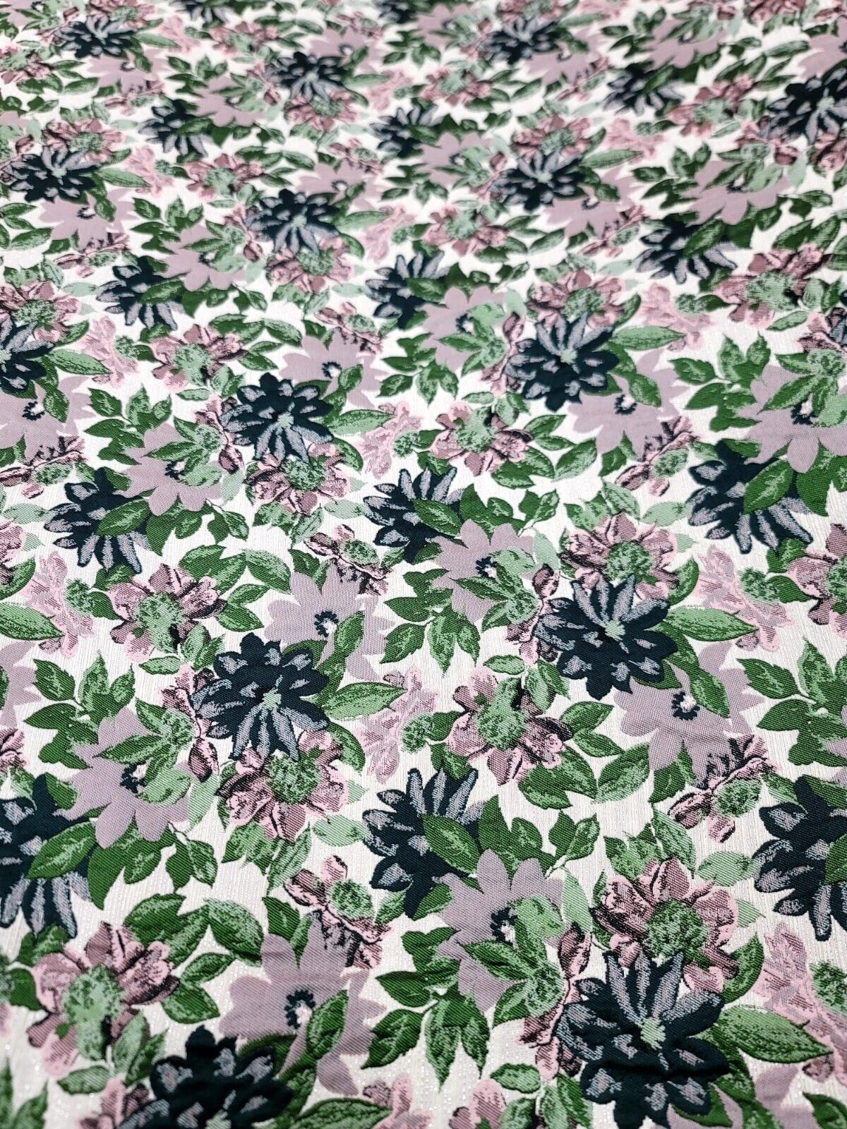 Brocade Jacquard Floral Chenille Fabric Mauve Green