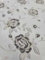 Brocade Jacquard Floral Fabric Beige Gold