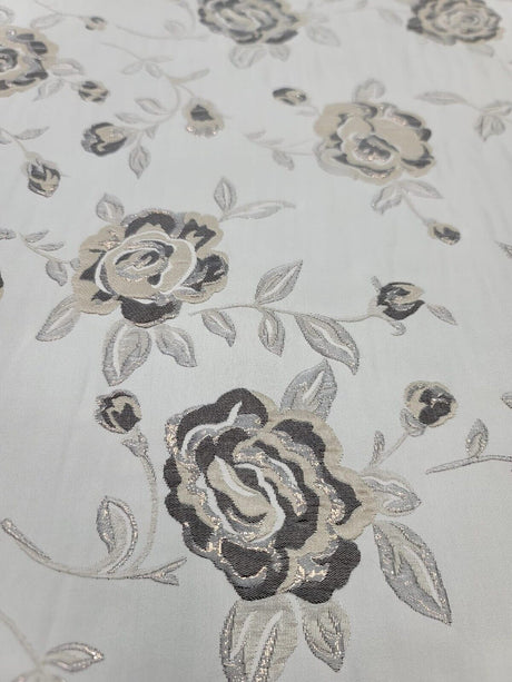 Brocade Jacquard Floral Fabric Beige Gold