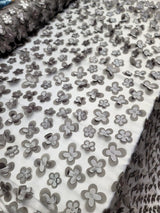 3D Floral Lace Gray Butterfly Fabric