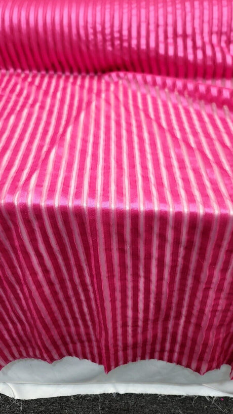 Embroidered Lace Fabric Fuchsia Ribbon Mesh