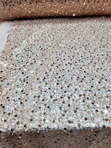 Rose Gold Sequins Beaded Embroidered Stretch Lace Fabric