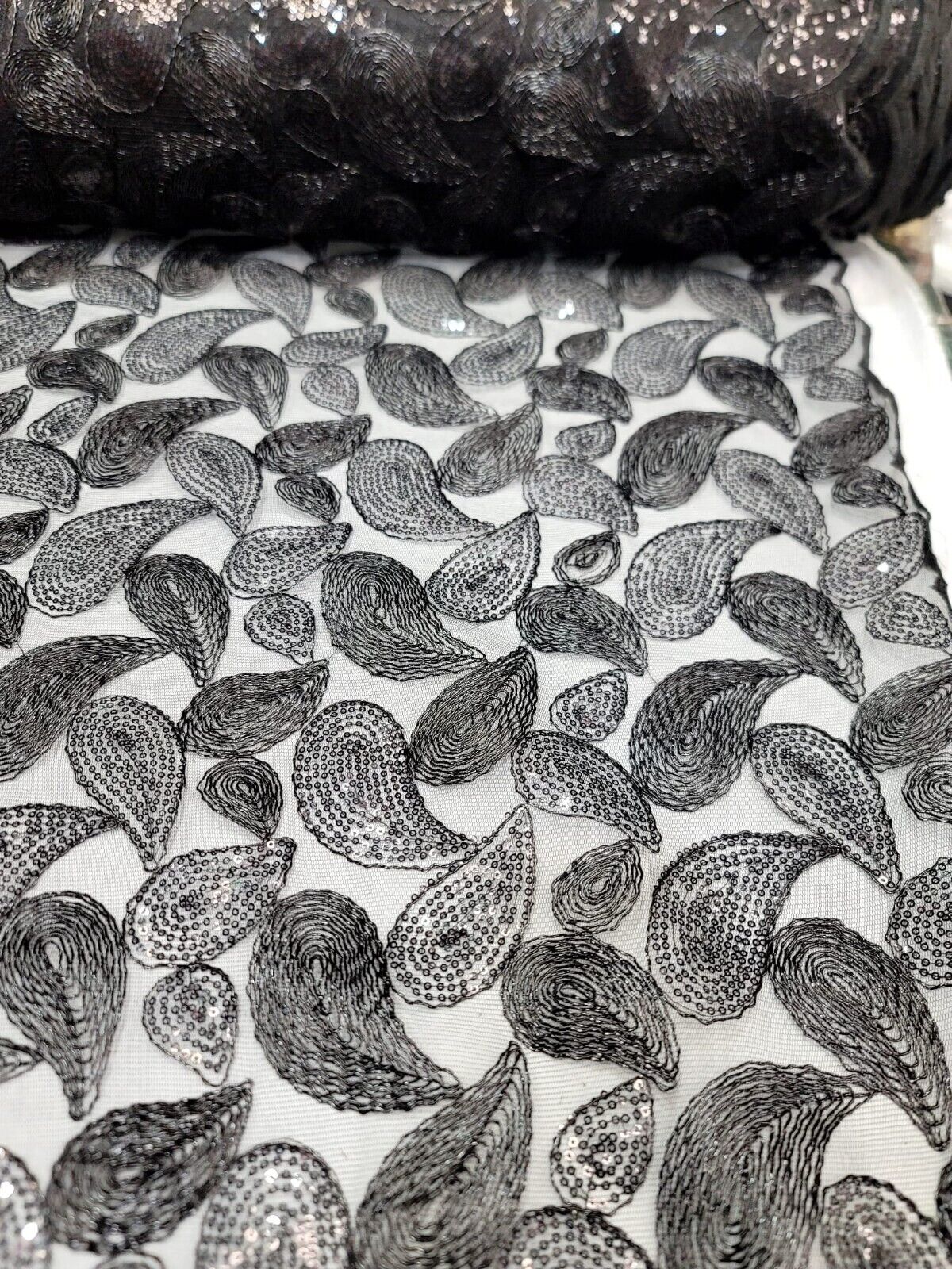 Embroidered Lace Black Sequins