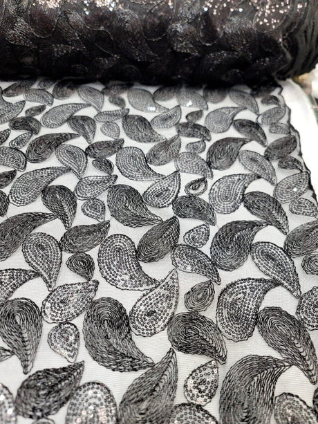 Embroidered Lace Black Sequins