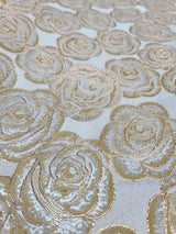 Brocade Jacquard Floral Metallic Beige Gold