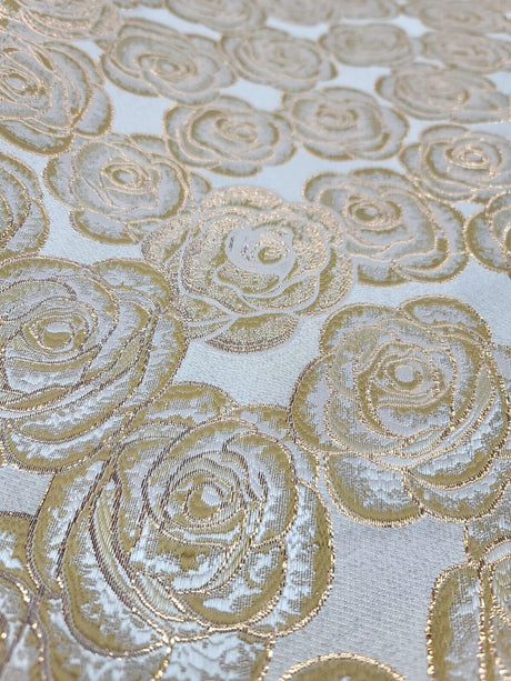 Brocade Jacquard Floral Metallic Beige Gold