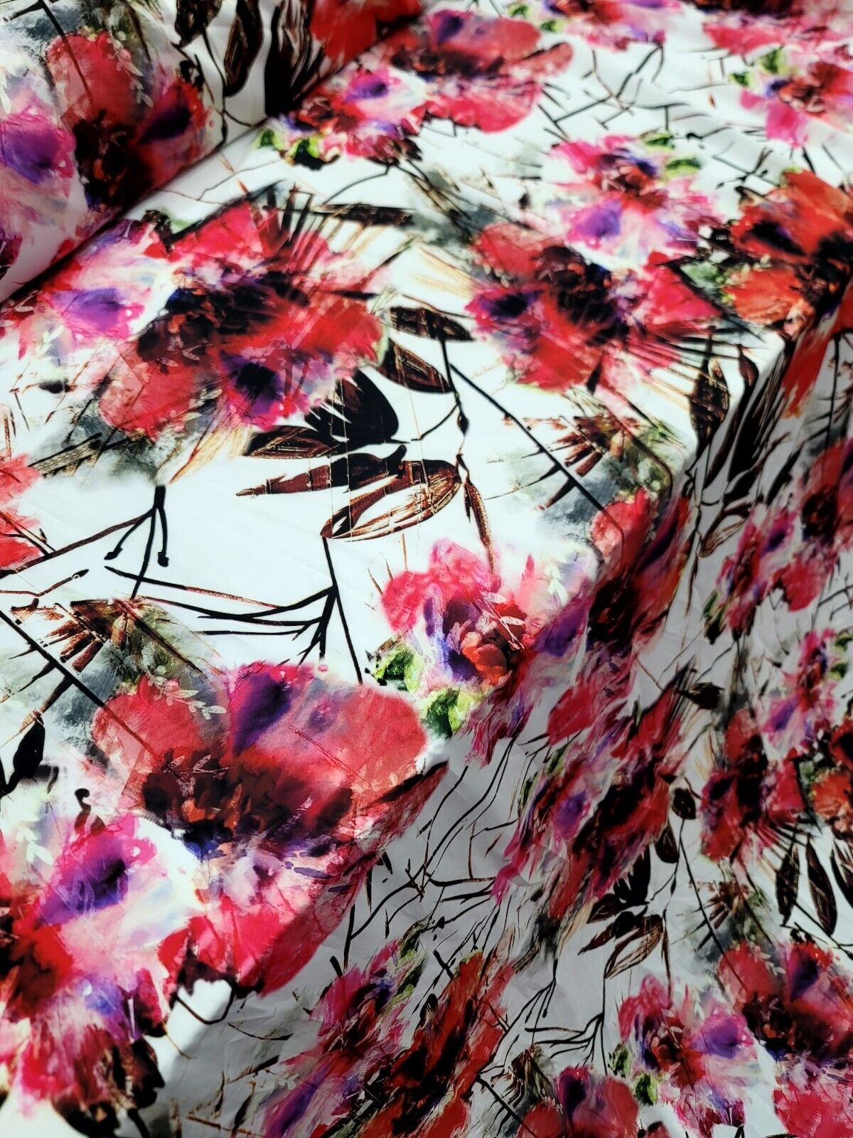 Floral Chiffon Fabric Pink Red Purple