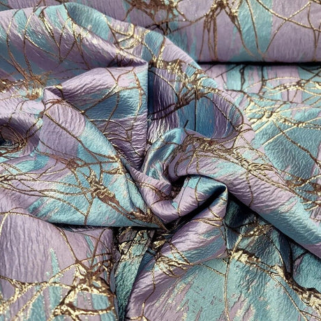 Brocade Jacquard Lavender Blue Rose Gold Metallic