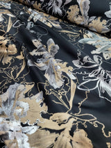 Brocade Jacquard Floral Fabric Gold Silver Black