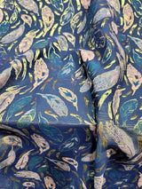 Brocade Jacquard Feather Embossed Teal Lavender Royal Blue