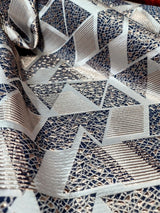 Brocade Jacquard Metallic Gold Geometric Navy Blue