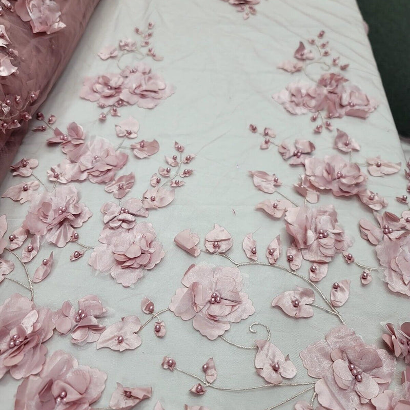 3D Floral Lace Dusty Rose