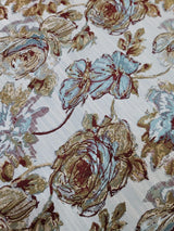 Brocade Chenille Damask Fabric Mint Dark Gold