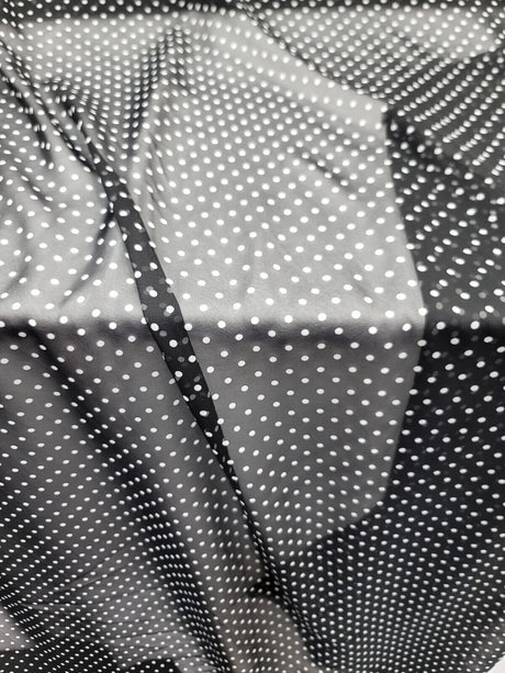 Sheer Chiffon White Polka-Dot Fabric