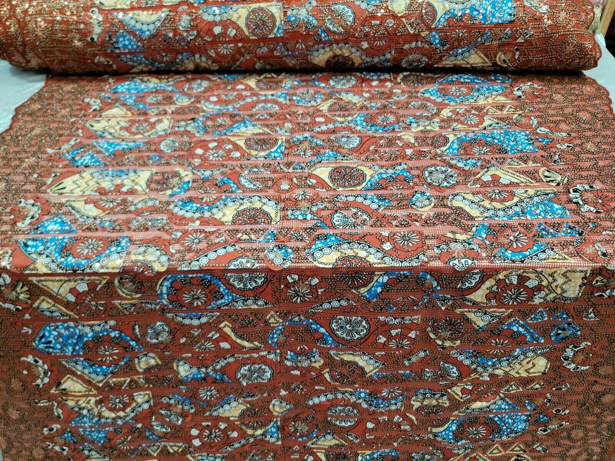 Copper Embroidery Lace with Sequins
