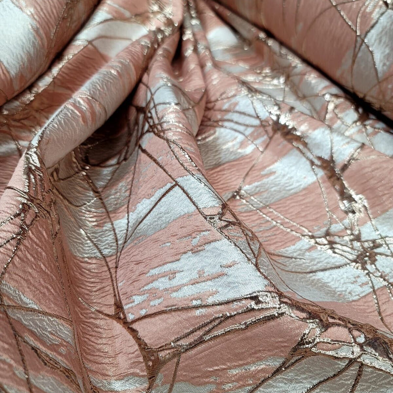 Brocade Jacquard Metallic Rose Gold Fabric