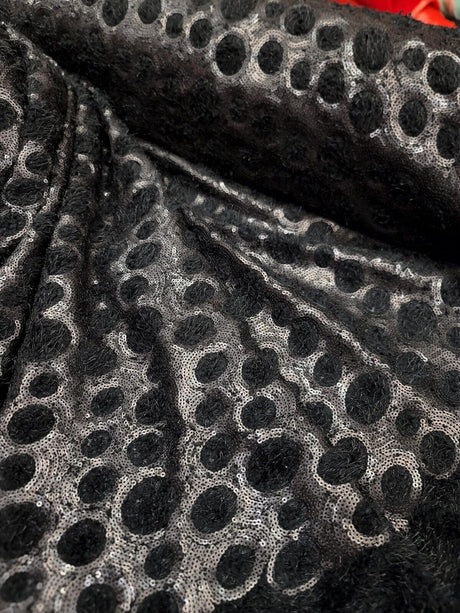 Black Sequin Stretch Fabric