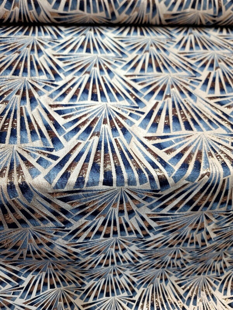Teal Blue Brocade Jacquard Fabric