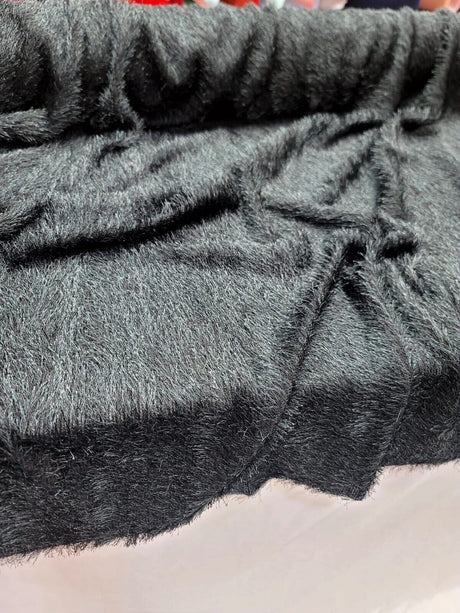 Stretch Faux Shaggy Fabric Eyelash Black Teal