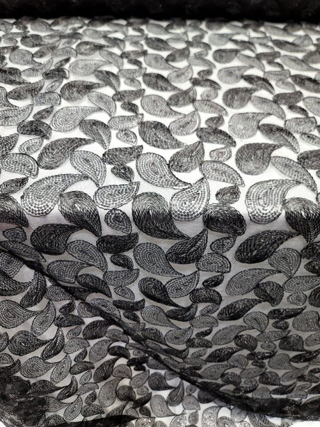 Embroidered Lace Black Sequins