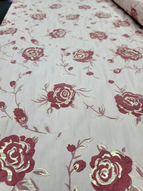 Brocade Jacquard Metallic Floral Fabric