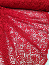 Red Mesh Lace Fabric