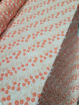 3D Floral Lace Coral Embroidery Sequin Fabric