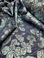 Metallic Blue Floral Brocade Fabric