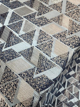 Brocade Jacquard Metallic Gold Geometric Navy Blue