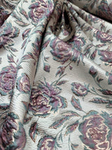 Brocade Jacquard Floral Fabric Beige Mauve