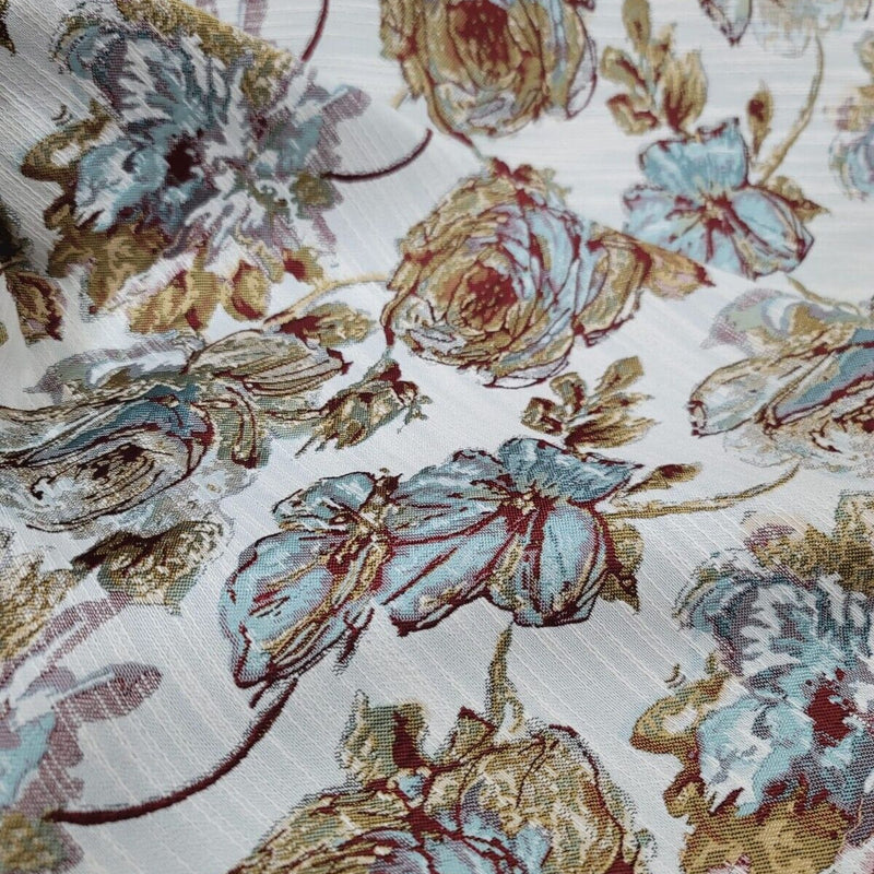 Brocade Chenille Damask Fabric Mint Dark Gold