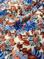 Brocade Jacquard Floral Chenille Fabric Blue Maroon Coral