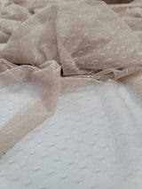 Embroidered Polka Dot Mesh Fabric Beige Champagne