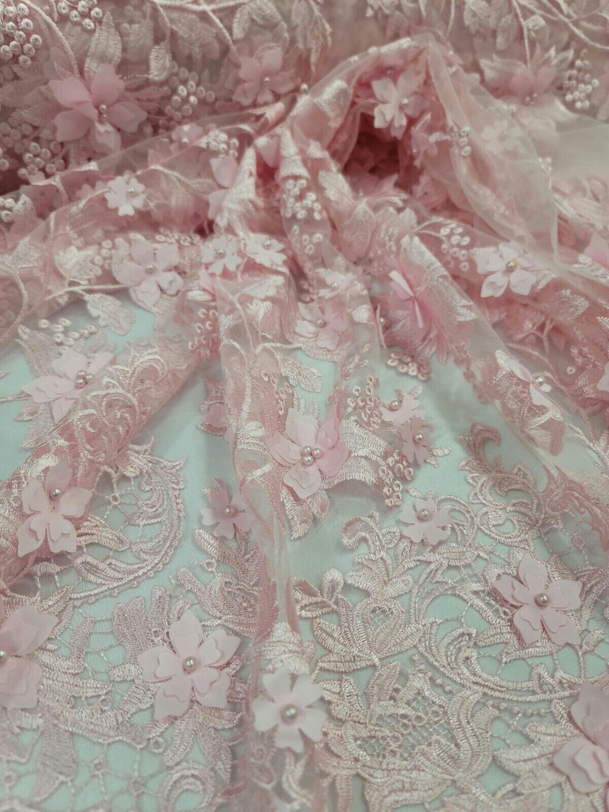 Pink 3D Floral Lace