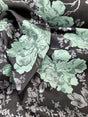 Brocade Jacquard Floral Fabric Sage Green Silver Black
