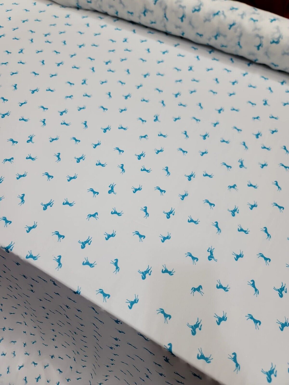 Printed Chiffon Fabric Blue Horses