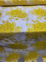 Floral Brocade Fabric on White Organza