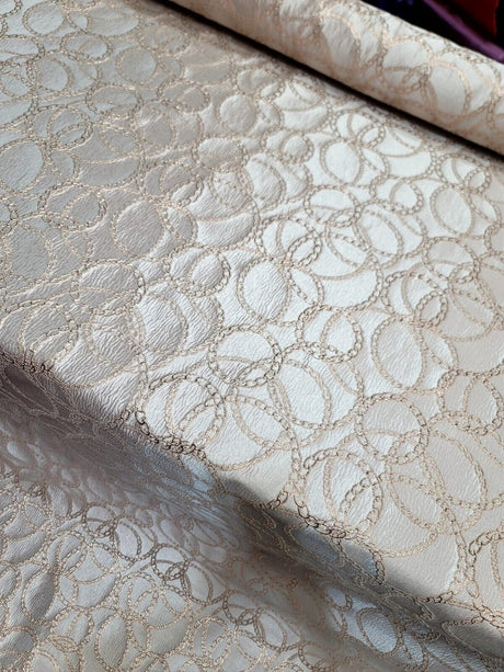 Brocade Jacquard Fabric Gold Metallic Chain Geometric Pattern
